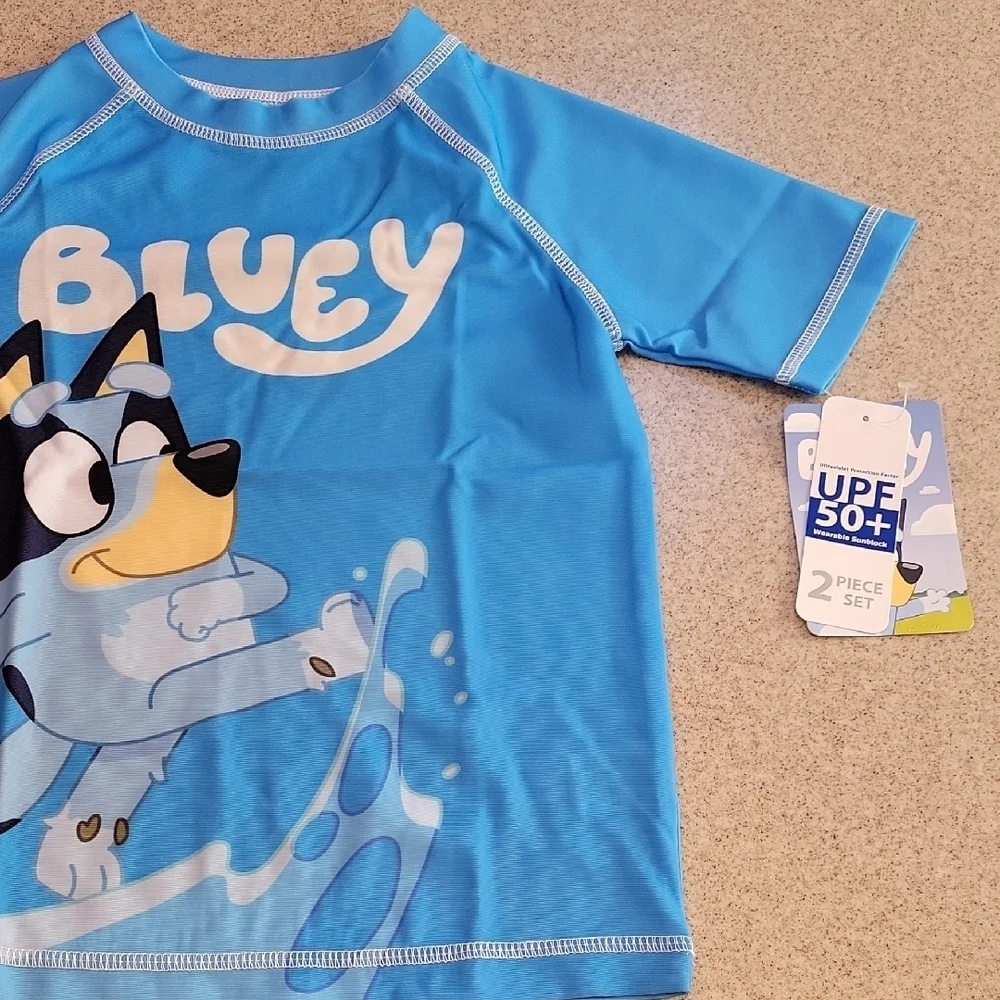 Bluey Rashguard & Trunks 2 Piece Set UPF 50+ Size 4/5 New With Tags